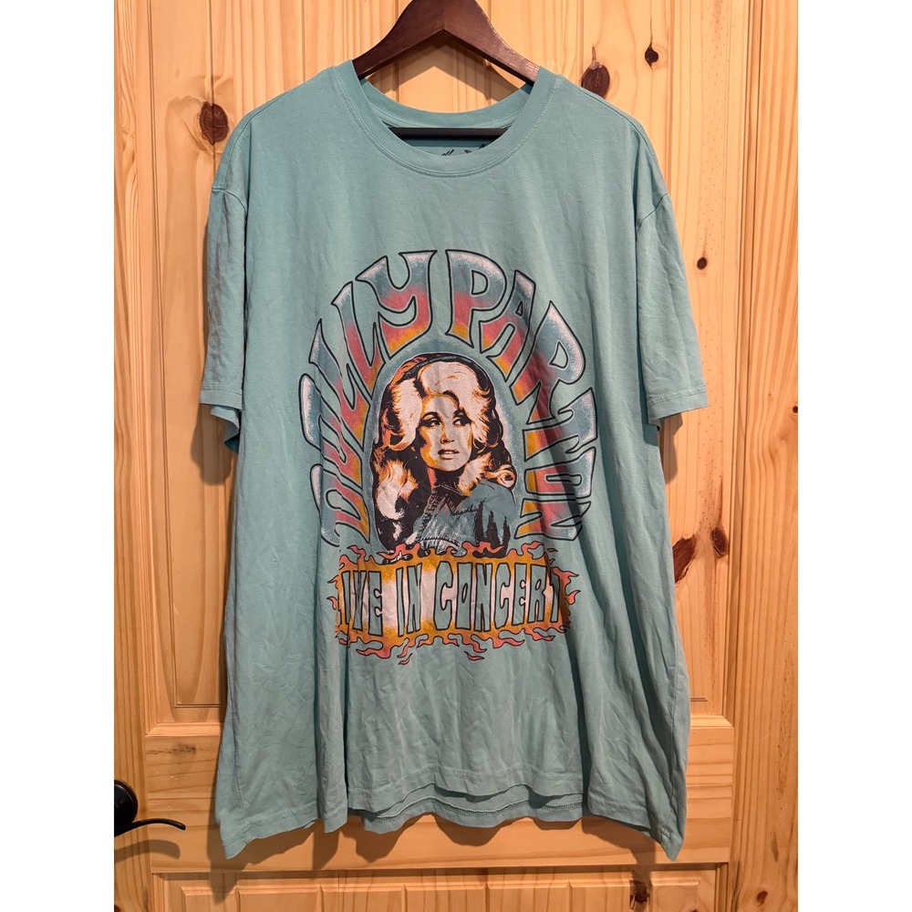 Dolly Parton Live In Concert Tour Graphic T-Shirt Aqua Blue 3XL Mad Engine